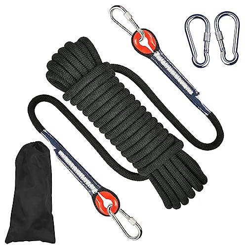 Kletterseil Sicherheitsseil 10m, Outdoor Kletterseil 8mm, Statisches Sicherheits Kletterseil, Klettern Sicherheitsseil, Nylon im Freien Rettungsseil Hochfestes Seil mit Karabiner für Campin Wandern von JOKILY