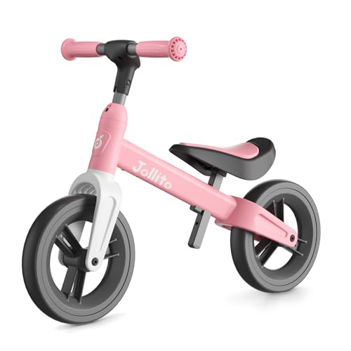 JOLLITO Baby Laufrad, Kinderfahrrad Spielzeug für 18-48 Monate alte Mädchen und Jungen Geschenke, leicht ohne Pedale Trainingsrad, 9 Zoll Rad und Aluminiumrahmen (Pink) von JOLLITO