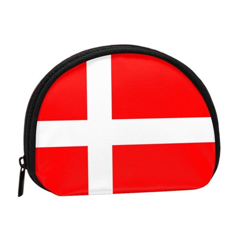 Dänemark, dänische Flagge, bedruckte Muschel, tragbare Mini-Aufbewahrungstasche für Kleingeld, langlebig und tragbar von JONGYA