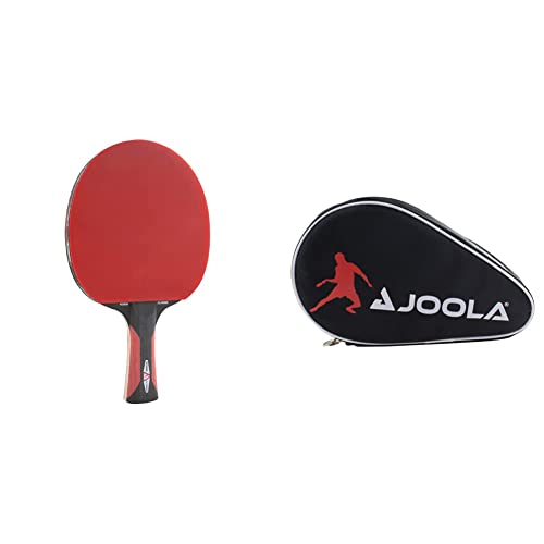 JOOLA 54200 Tischtennisschläger ROSSKOPF Classic ITTF zugelassener Tischtennis-Schläger 2,00 MM Schwamm & 80505 Tischtennisschläger Hülle Pocket Double Tischtennishülle Schwarz/Rot von JOOLA