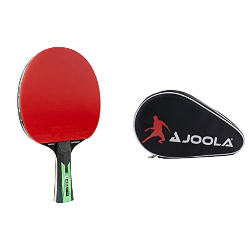 JOOLA 54205 TT Mega Carbon ITTF zugelassener Tischtennis-Schläger für Fortgeschrittene Spieler & Tischtennisschläger Hülle Pocket Double Tischtennishülle, Schwarz/Rot, 28 x 17 x 4 cm von JOOLA