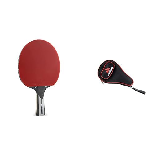 JOOLA 54206 Tischtennisschläger Carbon X Pro, 2 MM Schwammstärke, Schwarz/Grau & Unisex – Erwachsene Schlägerhülle-80502 Schlägerhülle, RED, One Size von JOOLA