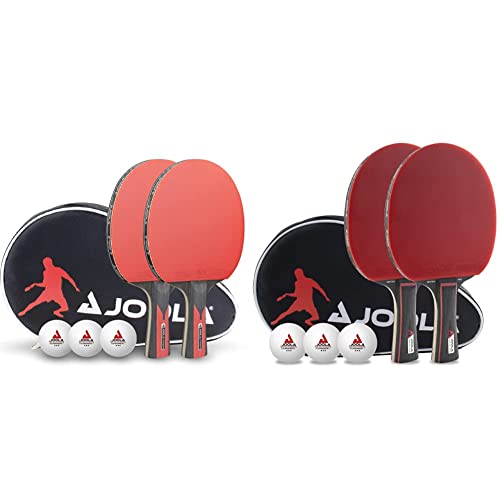 JOOLA Tischtennis Set Duo Carbon 2 Tischtennisschläger+3 Tischtennisbälle+Tischtennishülle, rot/schwarz & Tischtennis Set Duo PRO 2 Tischtennisschläger+3 Tischtennisbälle+Tischtennishülle, rot/schwarz von JOOLA