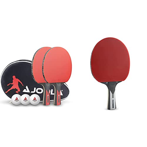 JOOLA Tischtennis Set Duo Carbon & 54206 Tischtennisschläger Carbon X Pro ITTF genehmigter Profi Wettkampf Tischtennis-Schläger 7 Sterne, 2 MM Schwammstärke, Schwarz/Grau von JOOLA