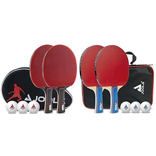 JOOLA Tischtennis Set Duo PRO, rot/schwarz, 6-teilig & 54820 Tischtennis-Set Duo Bestehend aus 2 Tischtennisschläger+3Tischtennisbälle+1Aufbewahrungstasche,Mehrfarbig,OneSize von JOOLA