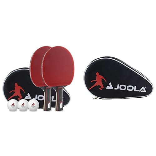 JOOLA Tischtennis Set Duo PRO 2 Tischtennisschläger + 3 Tischtennisbälle + Tischtennishülle & 80505 Tischtennisschläger Hülle Pocket Double Tischtennishülle für 2 Wasserabweisende Tischtennistasche von JOOLA