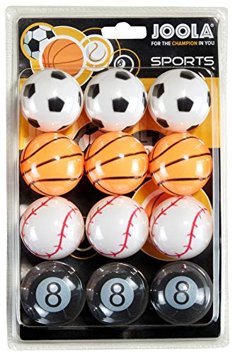 JOOLA Tischtennisbälle Sports Set im Sportdesign 40 MM 3-Stern Trainingsqualität - Gleichmäßiger Ballabsprung, Bunt, von JOOLA