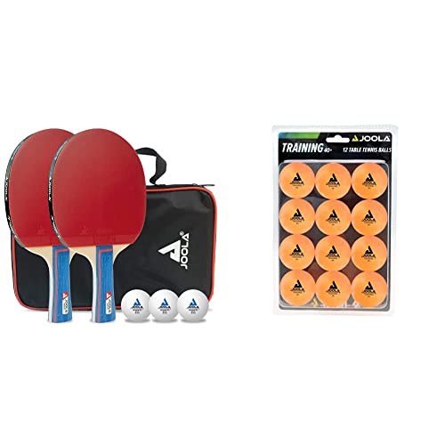 JOOLA Tischtennisschläger-Set Duo & Tischtennis-Bälle Training 40mm, Orange 12er Blister Pack von JOOLA