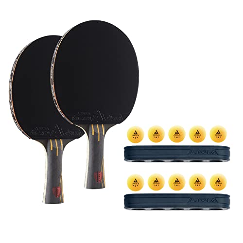 JOOLA Tischtennisschläger-Set – inklusive Tischtennisschläger aus Carbon und Kevlar, 10 3-Sterne-Ping-Pong-Bälle und magnetischem Ballhalter – Tischtennis-Zubehör für fortgeschrittenes Training von JOOLA