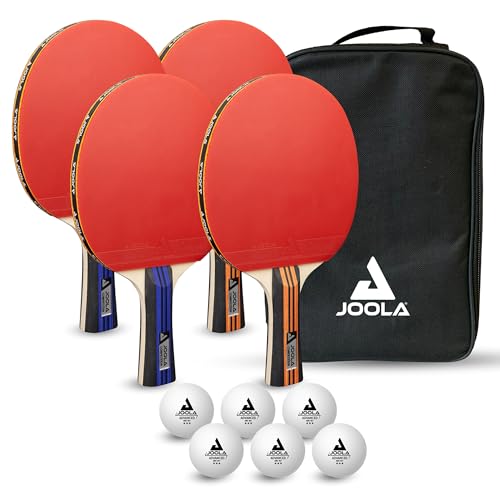 JOOLA Tischtennisset Family Advanced, 4 Tischtennisschläger + 6 Tischtennisbälle 3Star + Tragetasche, Advanced Level, 28x18x8cm von JOOLA