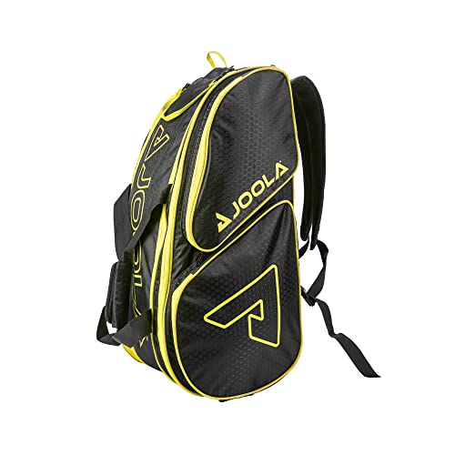 JOOLA Tour Elite Pickleball Tasche - Rucksack & Duffle Bag für Paddel & Pickleball Zubehör - Thermoisolierte Taschen für 4+ Paddel - mit Zaunhaken (schwarz/gelb) von JOOLA