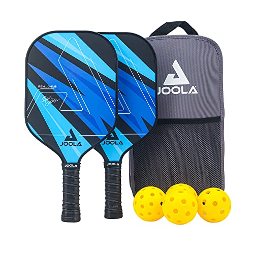 JOOLA Pickleball Set Blue Lightning Inklusive 2 Schläger, 4 Bällen und Tasche, ideal für Freizeitspieler, Ben Johns, 7-teilig von JOOLA