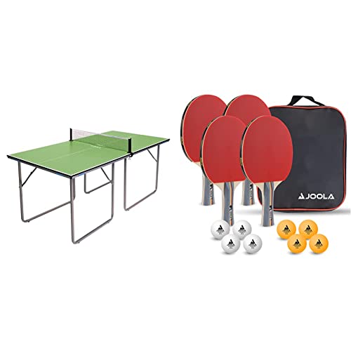 Joola Unisex – Erwachsene Midsize Tischtennisplatte 19115, grün, 168x84x76 & Unisex – Erwachsene Tisch Tennis-Set-54825 Tennis-Set, mehrfarbik, One Size von JOOLA