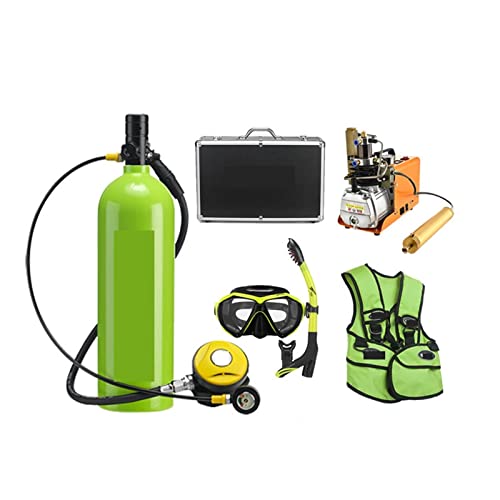 JOXLOVER Mini-Tauchflasche, Outdoor-Tauch-Atemschutzgerät, 2 L, for Erwachsene, Schwimmen, Sauerstoffflasche, Freizeit Und Unterhaltung für Unterwassererkundungsrettung (Color : Green, Size : E) von JOXLOVER