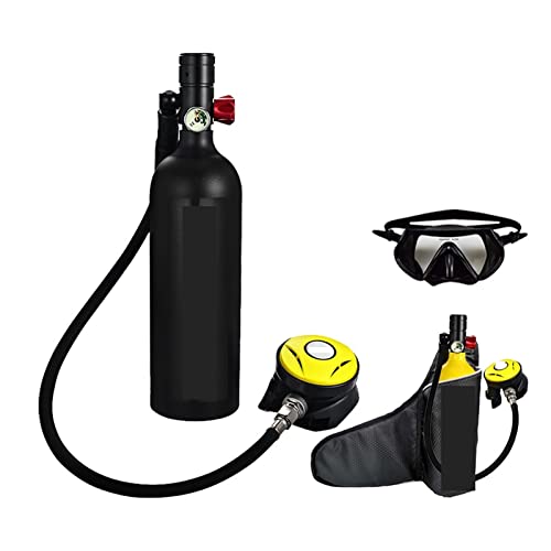 JOXLOVER Mini-Tauchflasche, Tauchflaschen-Schwimmzubehör, Tauch-Atemschutzmaske, Tauch-Sauerstoffflasche für Unterwassererkundungsrettung (Color : Black Package A, Size : XL) von JOXLOVER