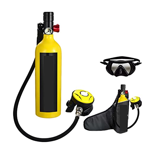 JOXLOVER Mini-Tauchflasche, Tauchflaschen-Schwimmzubehör, Tauch-Atemschutzmaske, Tauch-Sauerstoffflasche für Unterwassererkundungsrettung (Color : Yellow Package A, Size : XL) von JOXLOVER