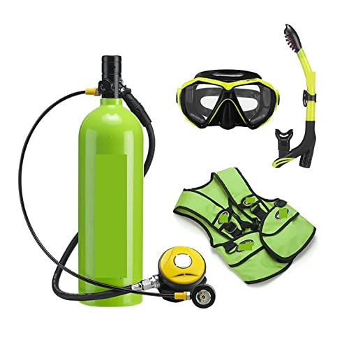 Mini-Tauchflasche, 2L Tauch-Atemschutzmaske, Tauchausrüstung, Aluminiumflasche, Gasflasche, Erwachsene, Schwimmen, Schnorcheln, Schnorchel, Restdruckmessgerät für Unterwassererkundungsrettung ( Color von JOXLOVER
