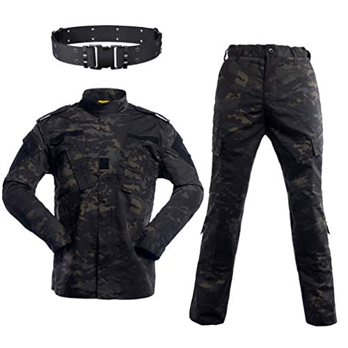 JOYASUS Airsoft Paintball Tactical Suits Männer Jagdkampf BDU Uniform Jacke Camo Shirt & Pants mit Gürtel zum Schießen Jagdkriegsspiel L von JOYASUS
