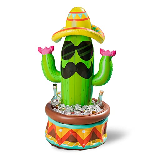 JOYIN 91,4cm aufblasbarer Kaktuskühler mit Sombrero-Hut für Partys, Cinco-de-Mayo-Partyzubehör, aufblasbarer Partykühler, Poolparty-Dekoration, Aufblasbare Insel Aufblasbare Palme Getränkekühler von JOYIN