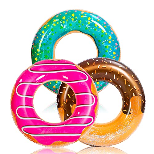 JOYIN 3 Pack Aufblasbarer Donut Schwimmreifen 32.5"/82.55cm, Schwimmring, Sommer Wasser Spielzeug, Donut Schwimmring Luftmatratze Donut für Schwimmbadpartys und Donutpartydekorationen von JOYIN