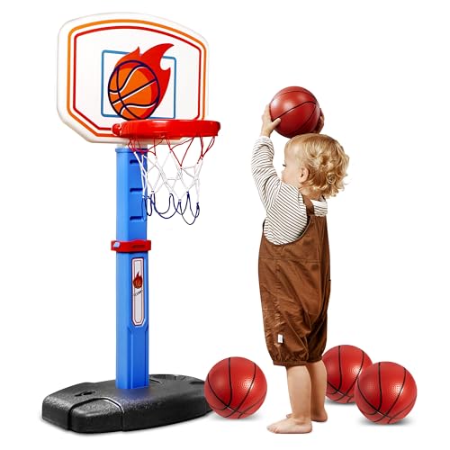 JOYIN Kleinkind Basketball Arcade Spiel Set, verstellbares Basketballtor mit 4 Bällen für Kinder Indoor Outdoor Spielen, Karnevalsspiele, Weihnachten Geburtstagsgeschenk für Jungen Mädchen ab 1 Jahren von JOYIN
