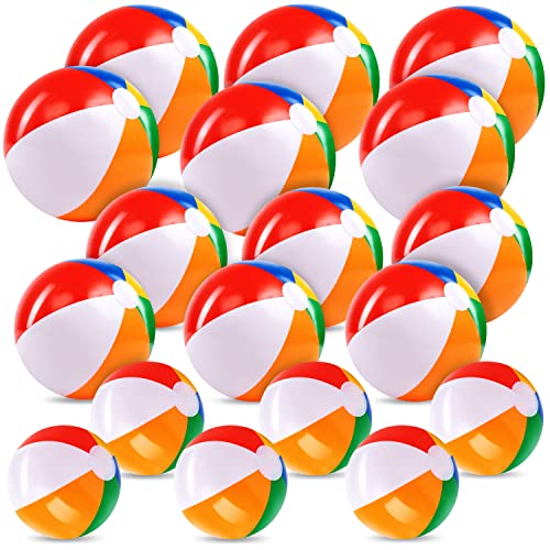 JOYIN Wasserball (18 Stück), Kombi-Set enthält 18 Aufblasbare Strandbälle in 50.8cm (6) und 30.48cm (6), Strand Balls Pool Party Spielzeug von JOYIN