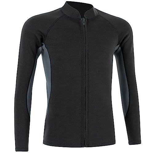 Neoprenanzug Top für Herren Damen, 2 mm Neopren Neoprenanzüge Top, Lange Ärmel, Thermo Tauchanzüge mit Front Reißverschluss, Thermal Tauchen Schwimmen Surfen Wetsuit Top von JOYJ