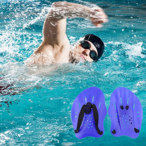 JPGhaha Schwimm Hand Paddel für Schwimmen Training, Schwimmpaddel mit Verstellbaren Riemen für Kinder und Erwachsene Silikon Blau von JPGhaha