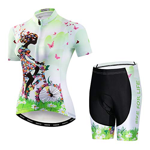 Damen Fahrradtrikot-Set, T-Shirt, reflektierend, 5D gepolsterte Shorts, S - 3XL, CF2021, 36 von JPOJPO
