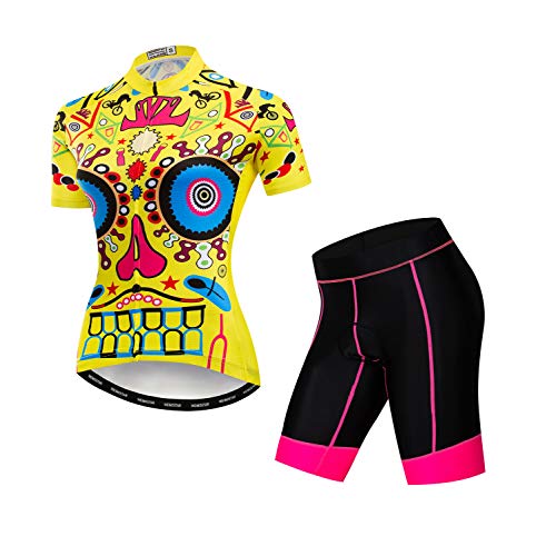 Damen Fahrradtrikot-Set, T-Shirt, reflektierend, 5D gepolsterte Shorts, S - 3XL, CF2029, 38 von JPOJPO