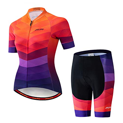 Damen-Radtrikot-Set, Kurzarm, schnelltrocknend, 5D-gepolsterte Fahrradhose von JPOJPO