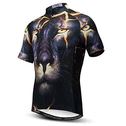 JPOJPO 3D Lion Animal Herren Radtrikot Bike Shirt Schnelltrocknend Reflektierend, 3 Taschen, S-3XL von JPOJPO