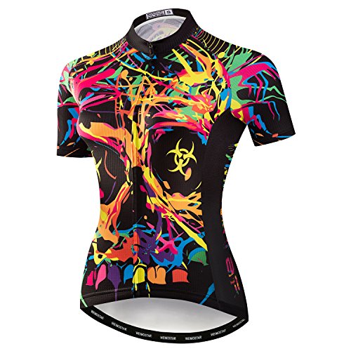 JPOJPO Damen Radtrikot Sommer Radsport Trikot Bekleidung Rennrad Kleidung Shirts Kurzarm Fahrrad Tops Schädel von JPOJPO