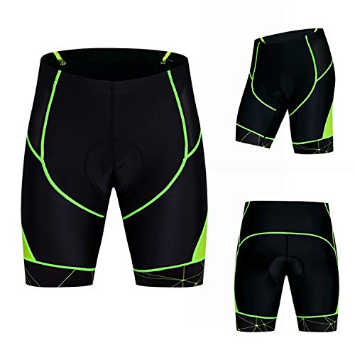 JPOJPO Herren Fahrrad-Shorts mit 5D-Gel-Polsterung, Fahrrad-Unterwäsche, Sporthose, reflektierend, S-3XL Gr. XL, 2grün von JPOJPO