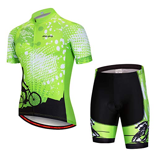 JPOJPO Herren Radtrikot Set Radtrikot Kurzarm + Männer Radhose mit 5D Sitzpolster MTB Fahrradbekleidung von JPOJPO