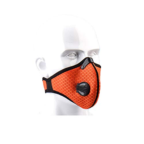 JPOJPO Staubmaske wiederverwendbar Aktivkohle staubdicht Atemschutzmaske Kohlefilter Radfahren Gesichtsmaske UV-Schutz für Männer Frauen, Orange, Einheitsgröße von JPOJPO