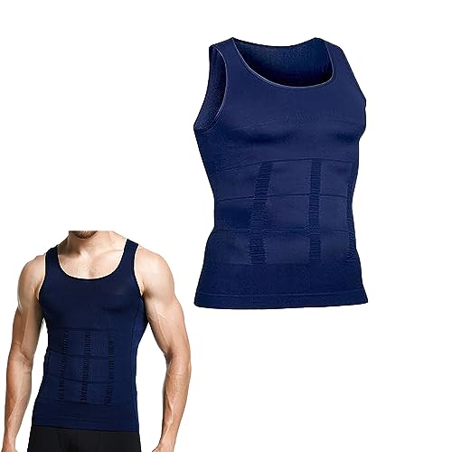 JPSSJGYH Male Shaper Tank, Version Ionic Shaping Vest, Men Body Shaper Abs Slim Tank Top Unterhemd für Männer (Blue,XX-Large) von JPSSJGYH