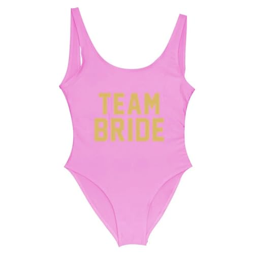 JPXWD Badeanzug Bride Squad Customized Team One Piece Swimsuit Party Bevorzugt Braut Badeanzug-rosa-asiengröße S von JPXWD
