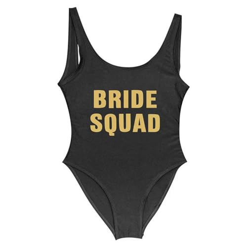 JPXWD Badeanzug Bride Squad Customized Team One Piece Swimsuit Party Bevorzugt Braut Badeanzug-schwarz 2-asiengröße XXL von JPXWD