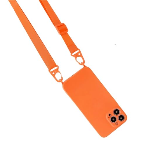 JPXWD Handyhülle Halskettengurt Lanyard Kabel Weiche Telefonhülle Für 1phone 15 13 12 11 14 Pro Max-für 1phone 14 Pro-orange von JPXWD