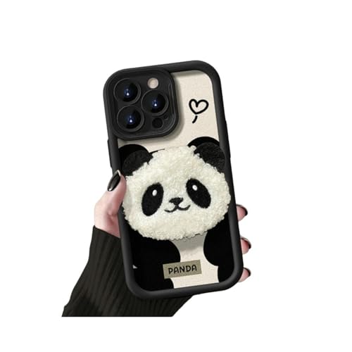 JPXWD Handyhülle Netter Cartoon Panda Soft Case Für 1phone 15 Pro Max 14 13 12 Cover-für 1phone 14promax-schwarz von JPXWD