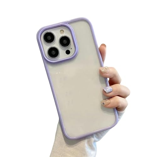 JPXWD Handyhülle Transparente Süßigkeitenfarbe Stoßfänger Telefon Hülle Für iPhone 15 14 13 12 11 Pro Max Soft Schockdcoverer Rückzugabdeckung-Für Iphone14-Lila von JPXWD