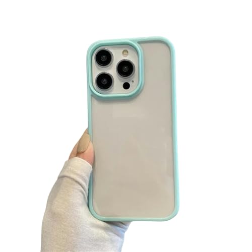 JPXWD Handyhülle Transparente Süßigkeitenfarbe Stoßfänger Telefon Hülle Für iPhone 15 14 13 12 11 Pro Max Soft Schockdcoverer Rückzugabdeckung-Für Iphone15-Blau von JPXWD
