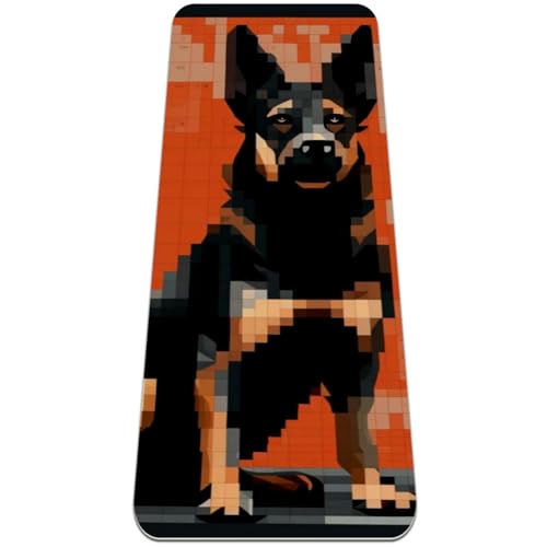 TPE-Yogamatte für Zuhause, Pilates und Bodenübungen, rutschfest, dick und langlebig, 183 x 61 cm, Pixel-Hund von JRHEJTFZ