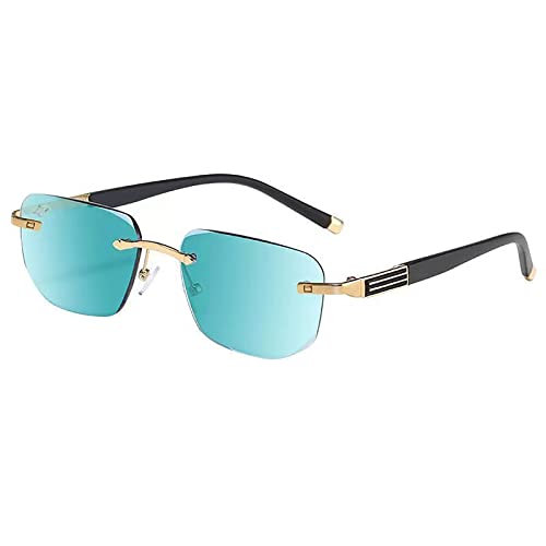 Stilvolle randlose Anti-Blaulicht-Lesebrille, leichte randlose Lesebrille, randlose Brille mit Kristalllinsen für Damen und Herren (+3.0,Green) von JRIDYJ