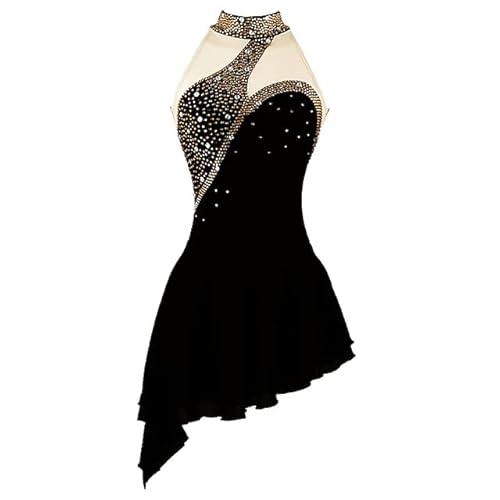 JRUIA Professionelles Eiskunstlaufkleid Für Mädchen Ärmellose Gymnastik Performance Kleidung Strass Eistanz Skating Kleidung Ballett Rollschuh Röcke Handgemacht,B,L von JRUIA