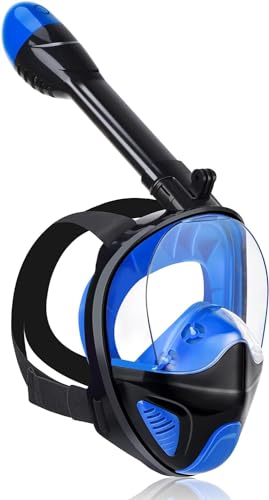 JRing Schnorchelmaske mit freiem Atmungssystem, 180° Panoramablick, Vollgesichtstauchmaske, abnehmbare Action-Kamerahalterung, mit Anti-Beschlag- und Anti-Leck-Schnorchelmaske von JRing