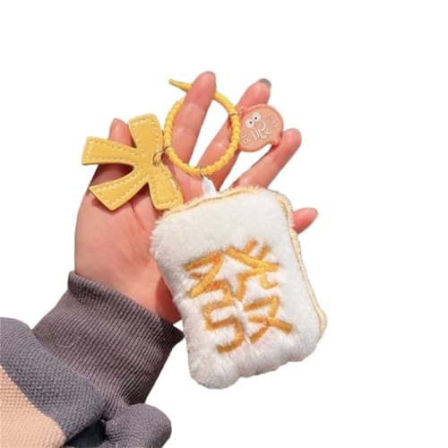 JSGHGDF Mahjong Schlüsselanhänger, Plüsch, Mahjong-Anhänger, Tasche, Schlüsselanhänger, Ornament, Handys, Charm-Dekorationen für Neujahr, gelb, S von JSGHGDF