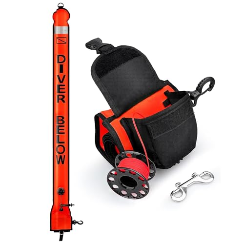 JSGHGDF Oberflächen Marker Bojen Und Tauchgänge Rollenset Aufblasbare Scubas Signale Röhrchen Sicherheitswurst Mit Taucherspulenrolle Und Clip Open Bottom Blatable Dives Float Float von JSGHGDF