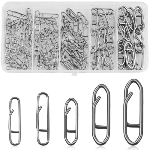 JSHANMEI Fishing Power Speed Clips-Set, 140 Stück, hochfester Edelstahl-Speed-Clip für Angelköder, Schnellwechsel, Süßwasser, Salzwasser, Crankbait-Popper-Köder, Schnellverschluss, Angelzubehör von JSHANMEI